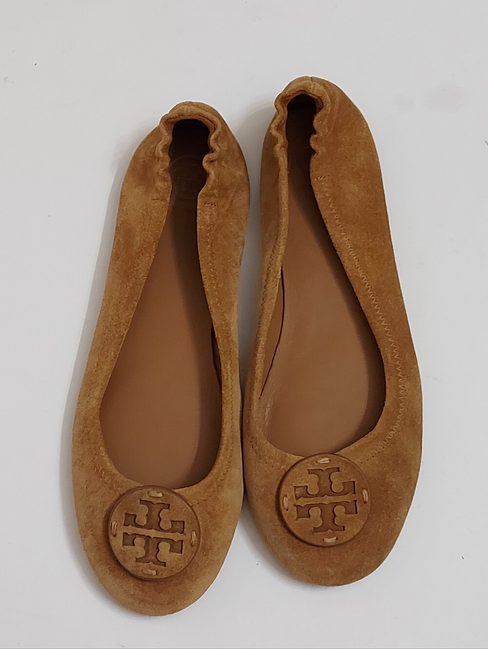 Tory Burch Suede Ballet Flats in Cognac Brown